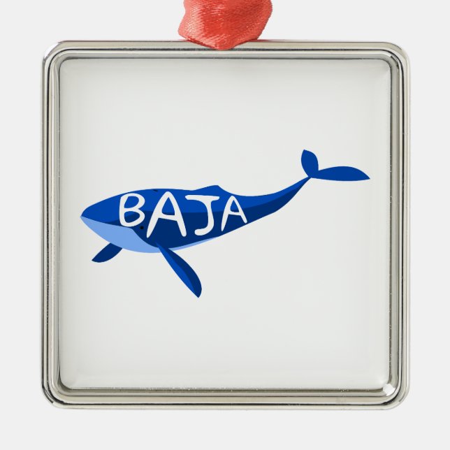 Baja California Mexico Whale Metal Tree Decoration (Front)
