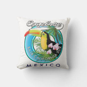 Baja California Sur Mexico retro logo Cushion