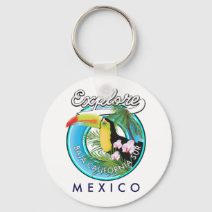 Baja California Sur Mexico retro logo Key Ring