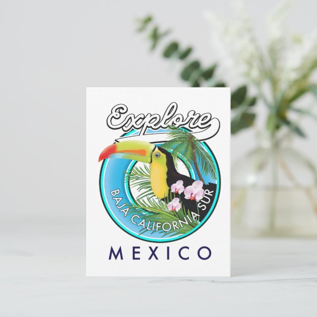 Baja California Sur Mexico retro logo Postcard (Standing Front)