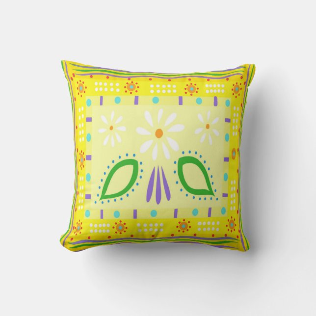 Baja Fiesta Yellow Throw Pillow (Front)
