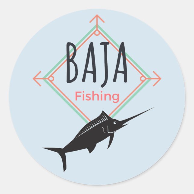 Baja Fishing Badge Classic Round Sticker (Front)