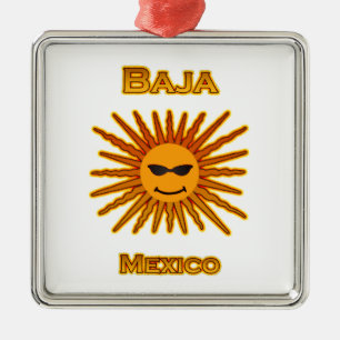 Baja Mexico Sun Face Icon Metal Tree Decoration