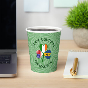 Bajan Irish American Shamrock Personalised Text Paper Cups