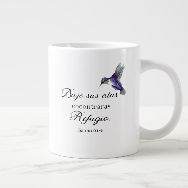 Bajo sus alas Salmo 91 Spanish bible verse Large Coffee Mug (Right)