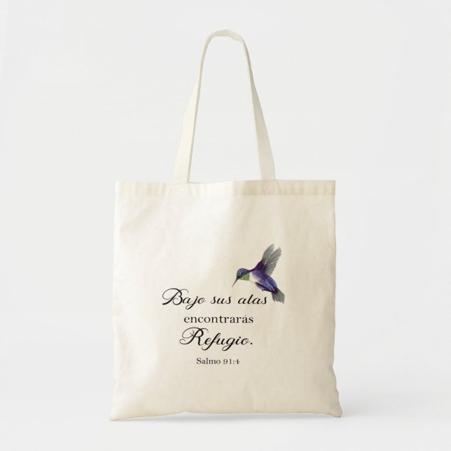Bajo sus alas spanish bible verse psalm91 tote bag (Front)