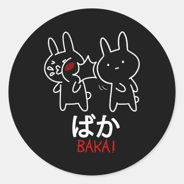 Baka Anime Ga Otaku Rabbit Slap Japanese Classic Round Sticker (Front)