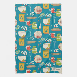 Bake a Cherry Pie on teal Tea Towel