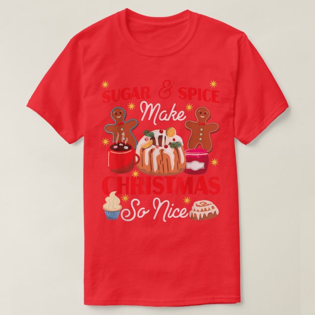 Bake Baking Christmas Cookie Gingerbread Man Cupca T-Shirt (Design Front)