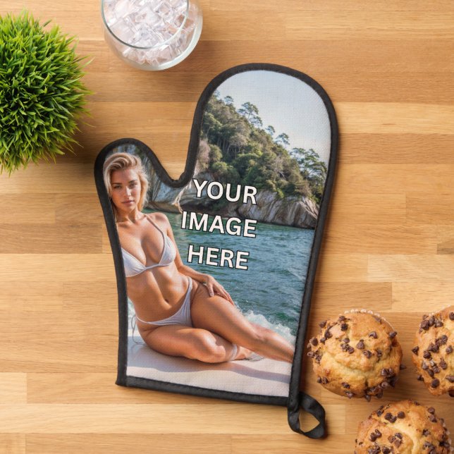 BAKE! 🧁 Custom Oven Mitt – Add Image or Text (Top down)