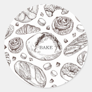 Bake Hand Drawn Pastries Food Label