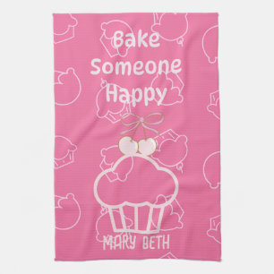 Bake happy pink Kitchen Towels