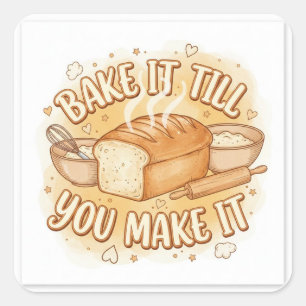 Bake it till you make it square sticker