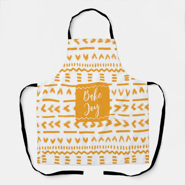 Bake Joy Mudcloth African Pattern In White Apron (Front)