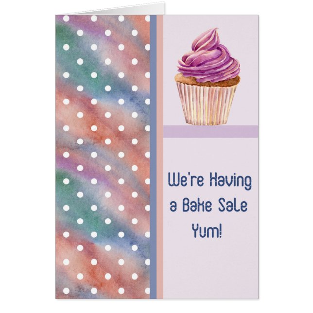 Bake Sale Announcement Card with Cupcake (Front)