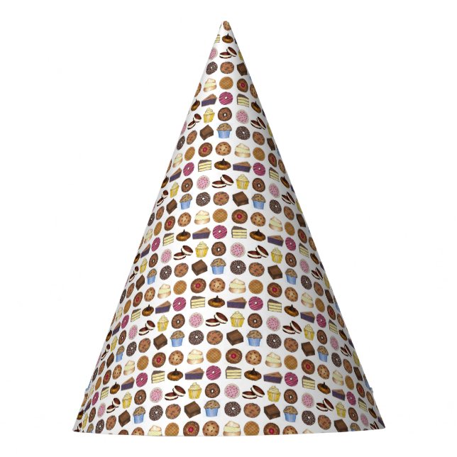 Bake Sale Bakery Junk Food Doughnut Pie Cake Brown Party Hat (Front)