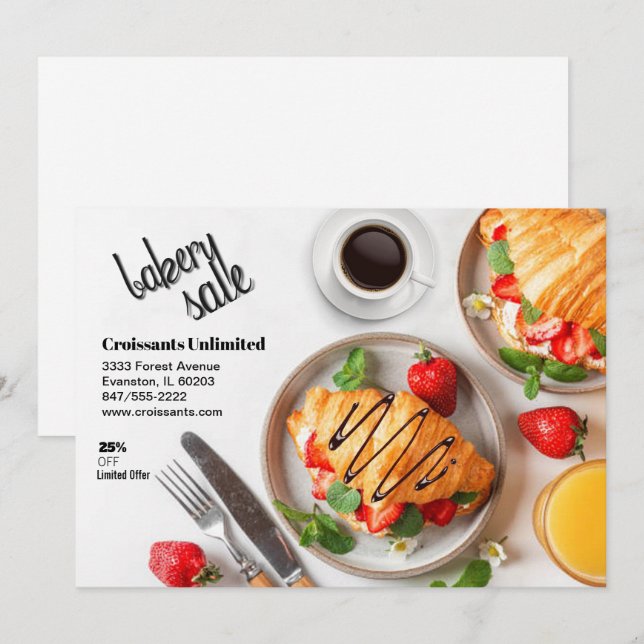 bake sale croissants invitation flyer (Front/Back)