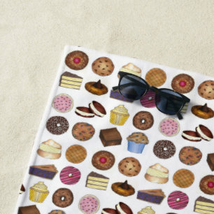 Bake Sale Doughnut Cupcake Cream Puff Cake Pie Sli Beach Towel