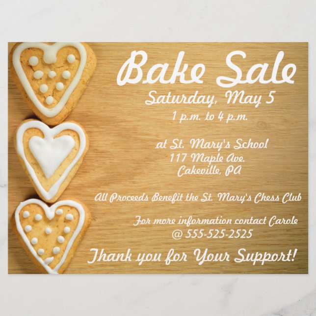 Bake Sale Fundraiser Flyer Horizontal Cookies (Front)