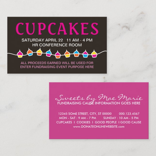 bake sale handbills business card (Front/Back)