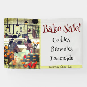Bake Sale! Illustration Art Taupe  Banner