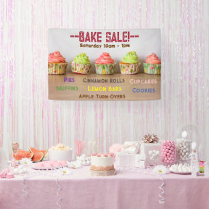 Bake Sale! Line of Cupcakes Script Customise Banner