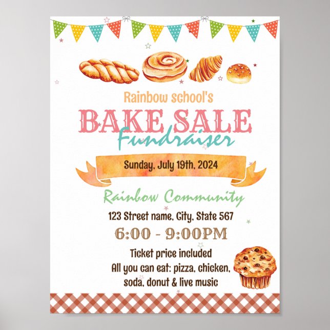 Bake sale poster flyer template  (Front)