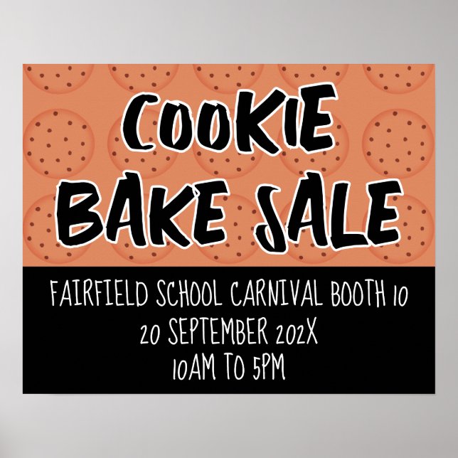 Bake Sale Sign, Cookie Booth Poster Template (Front)