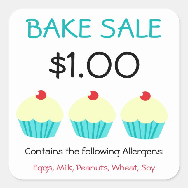 Bake Sale Stickers Customise Contains Allergens (Front)