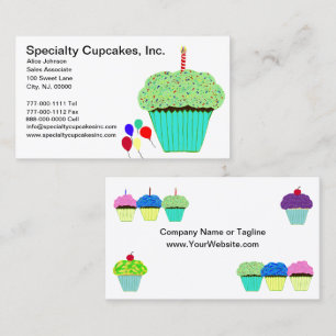 Bake Shop Party Cupcakes Balloons Business Card
