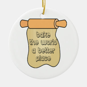 Bake the world a better place ceramic tree decoration