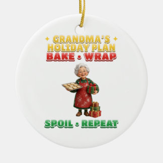 Bake Wrap Spoil Repeat Christmas Grandma Ornament