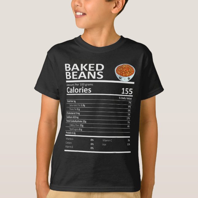 Baked Beans Nutritional Facts Thanksgiving X-mas G T-Shirt (Front)