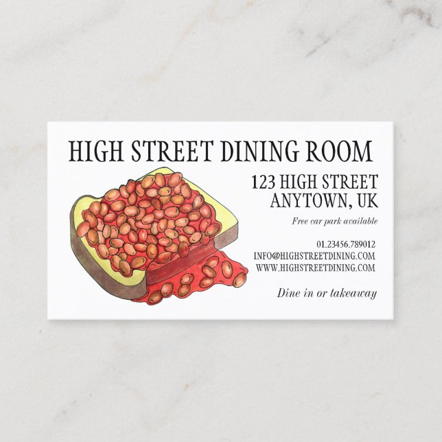 Baked Beans on Toast UK British Cuisine Food Business Card (Front)