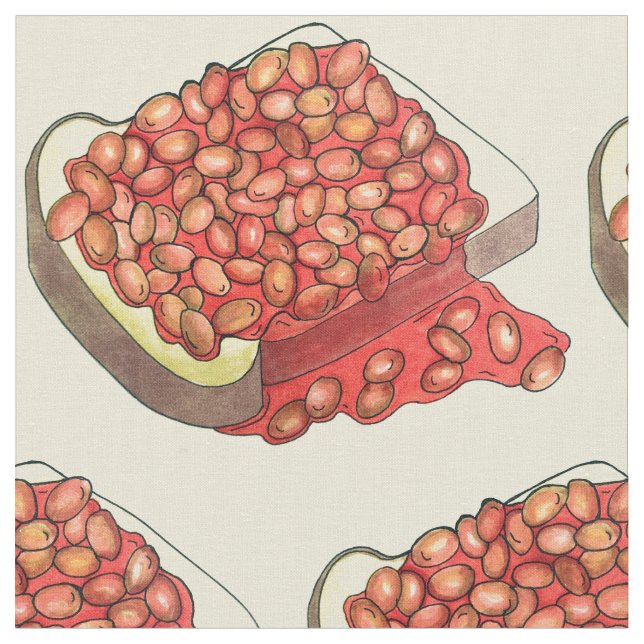 Baked Beans on Toast UK British Cuisine Food Fabric (Close Up)