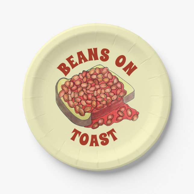 Baked Beans on Toast UK British Cuisine Food Paper Plate (Front)