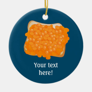 Baked beans on toasted slice of bread - your text ceramic tree decoration