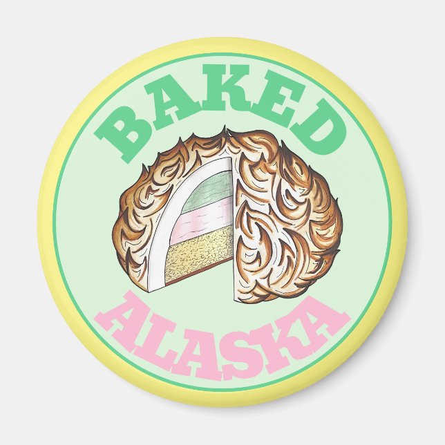Baked Bombe Alaska Ice Cream Cake Dessert Food Magnet (Front)