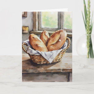 Baked Bread in a Basket Farmhouse Aesthetic Card