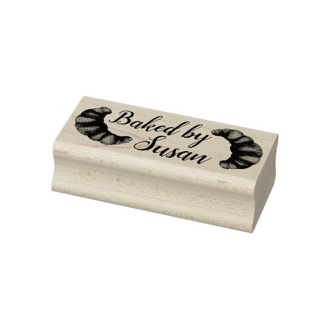 Baked by Personalised French Croissant Pastry Chef Rubber Stamp (Stamp)