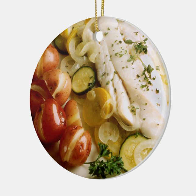 Baked Fish Dinner Ceramic Tree Decoration (Left)
