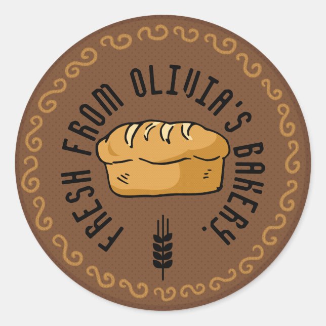 Baked Fresh Customisable Bakery Classic Round Sticker (Front)