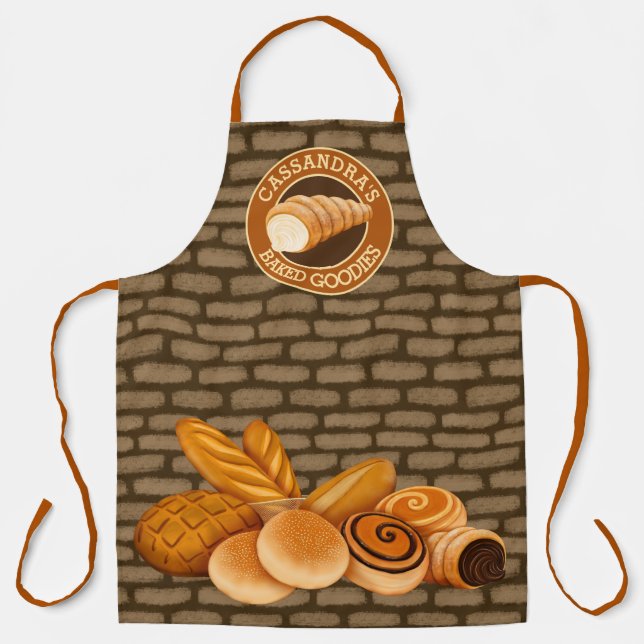 Baked Goodies Bread Baker’s Logo Painted Bricks Apron (Front)