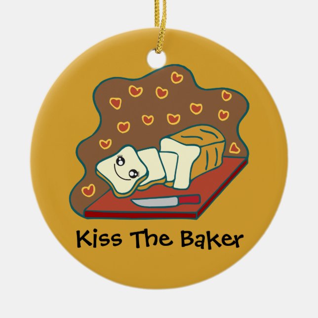 Baked Goods Baker Bakery Cute Kawaii Bread Love Ceramic Tree Decoration (Front)