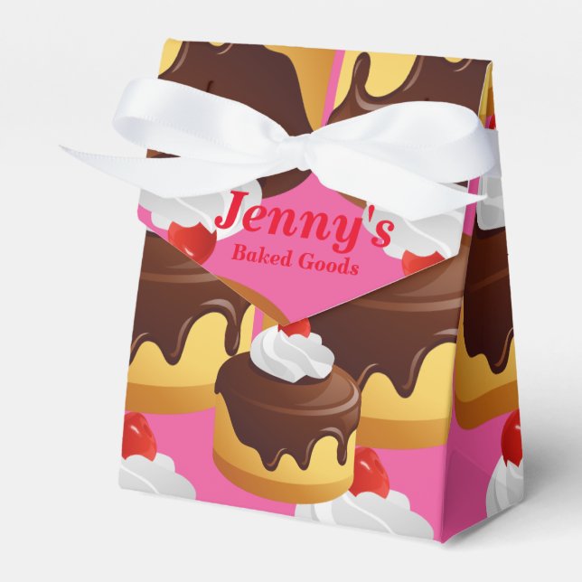 Baked Goods Custom Tent Favour Box Pink (Front Side)