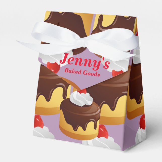 Baked Goods Custom Tent Favour Box Purple (Front Side)
