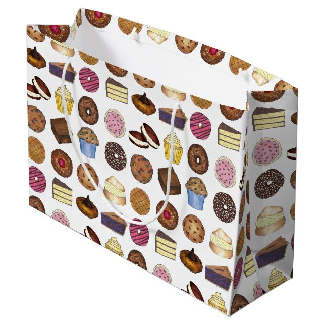 Baked Goods Doughnut Pie Cupcake Brownie Foodie Large Gift Bag (Back Angled)
