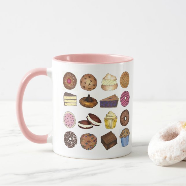 Baked Goods Foodie Muffin Cake Whoopie Pie Cupcake Mug (With Donut)