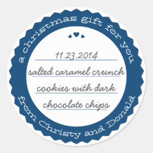 Baked Goods Round Gift Label Sticker Circle Navy