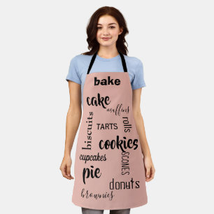 Baked Goods Words Peach Kitchen Apron